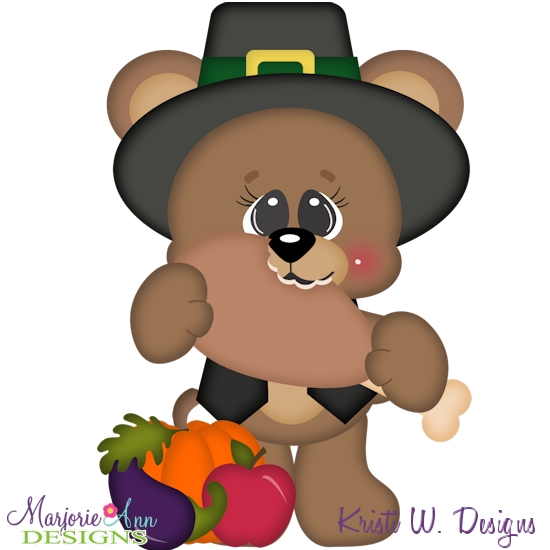 Thankful Bear SVG Cutting Files + Clipart - Click Image to Close